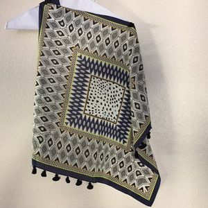 Silk scarf with small Pom poms 20” x 20”